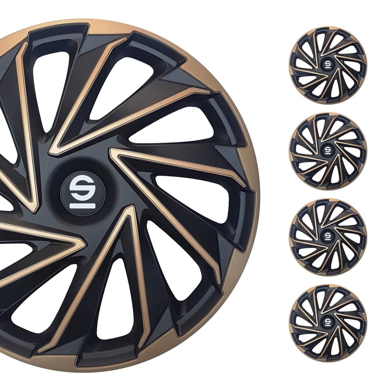 Set capace jante Sparco Varese - 14 inchi - Auriu/Negru - 4 bucăți