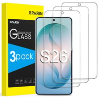 SPARIN Ochranné tvrdené sklo na Samsung Galaxy S26, 3 ks – 6,3 palca, tvrdosť 9H, HD priehľadné, kompatibilné s čítačkou odtlačkov prstov 1