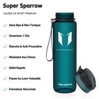 Športová fľaša na vodu Sparrow 1 l – bez BPA – fľaša na vodu z tritanu | Vodotesná, ľahká, vhodná do umývačky riadu, vyklápací uzáver na jedno kliknutie, ergonomická, na fitnes, do posilňovne, na turistiku, cestovanie a bicyklovanie - 2