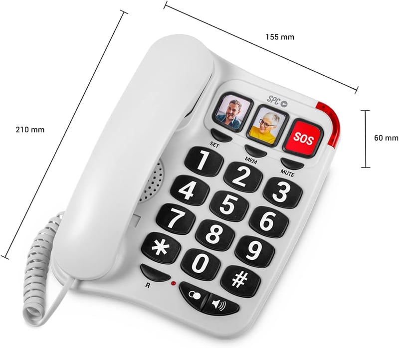SPC Comfort Numbers 2 Időseknek Nagy Gombos Vezetékes Telefon Fotóval