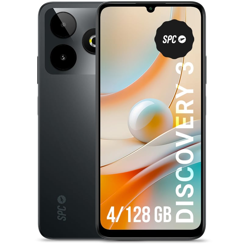 Smartfón SPC Discovery 3 6,8" IPS 120Hz 128GB úložisko 4GB RAM 50MP duálny fotoaparát NFC Android 14 5000mAh rýchle nabíjanie Dark Matter