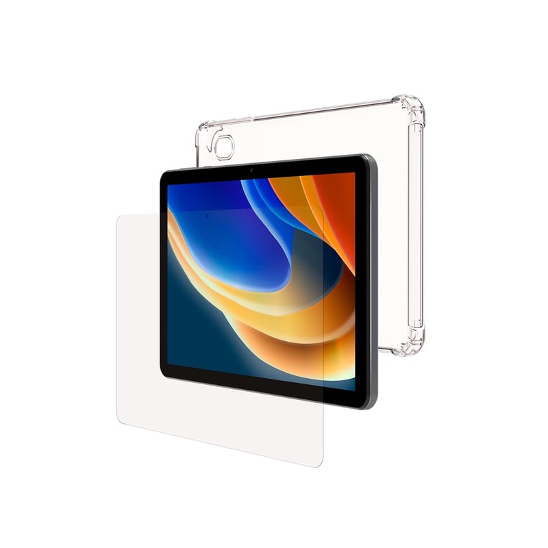 Pachet de protecție SPC Gravity 4 – Husă din silicon transparent + folie din sticlă securizată pentru tabletă de 10,35 inchi, cu colțuri consolidate, extra rezistentă și ușoară
