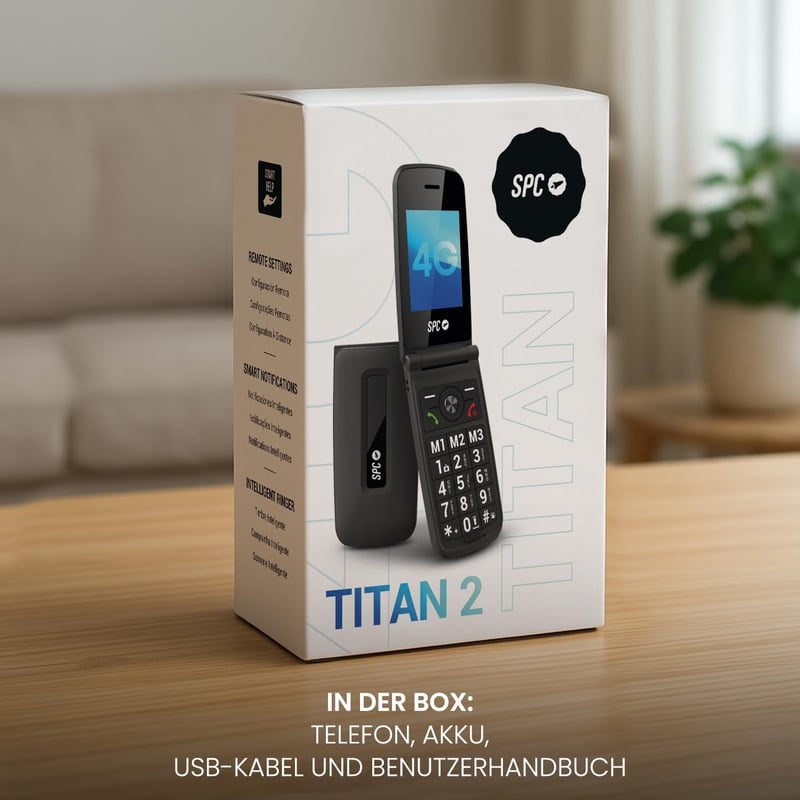 SPC Titan 2 Időseknek Összecsukható 4G Mobiltelefon Nagy Gombokkal Fekete