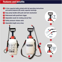 Spear & Jackson 5 literes nyomásos permetezőflakon pumpás kézi spray - 5 Liter, Knapsack 2