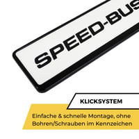 Držiak na evidenčné číslo Speed-Buster, čierny, 520 x 110 mm, sada 2 ks, vyrobený v Nemecku, zacvakávacie upevnenie, vhodný pre 3D ŠPZ, bez reklamnej plochy 3
