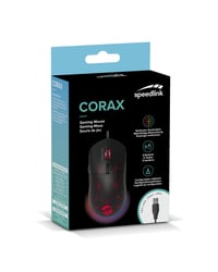 Herná myš Speedlink CORAX s káblom – RGB podsvietenie, 5 programovateľných tlačidiel, prepínač DPI až do 3200 dpi, opletený kábel, čierna 9