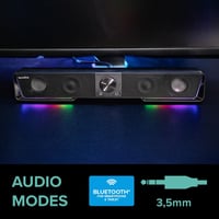 Speedlink Gravity RGB stereo soundbar pre PC – Bluetooth, 3,5 mm jack, RGB podsvietenie, konektor na slúchadlá a mikrofón, čierny 7