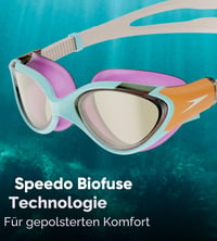 Ochelari de înot pentru femei Speedo Biofuse 2.0 - Marine Blue/Pumpkin Spice/Pale - Anti-aburire, Impermeabili, Ajustare confortabilă 3