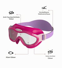 Ochelari de înot pentru copii Speedo Biofuse Sea Squad cu protecție UV și strat anti-aburire - Electric Pink/Miami/Bloss - Reglabili - Mărime universală 2