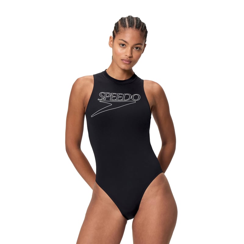 Costum de baie întreg pentru femei Speedo Endurance+ Logo - Negru, mărimea 42