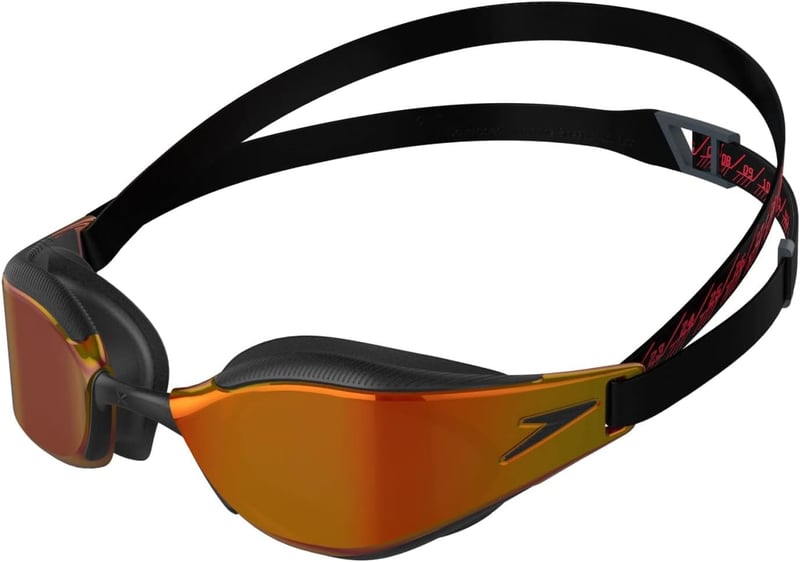 Ochelari de înot Speedo Fastskin Hyper Elite pentru adulți - Negru/Dragon Fire/Auriu, pentru competiții și antrenament, design hidrodinamic