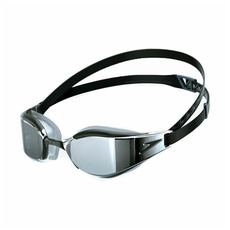 Plavecké okuliare Speedo Fastskin Hyper Elite pre dospelých, preteky, tréning, hydrodynamické, UV ochrana, čierna/oxidová sivá/chróm