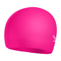 Detská jednofarebná tvarovaná silikónová plavecká čiapka Speedo – na suché vlasy – farba Cherry Pink/Blush 3