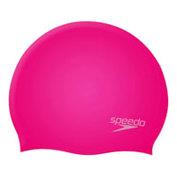 Detská jednofarebná tvarovaná silikónová plavecká čiapka Speedo – na suché vlasy – farba Cherry Pink/Blush 1