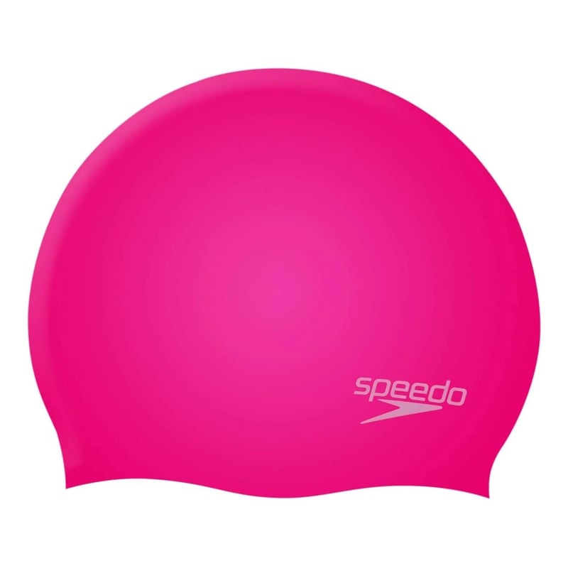Detská jednofarebná tvarovaná silikónová plavecká čiapka Speedo – na suché vlasy – farba Cherry Pink/Blush