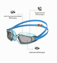 Plavecké okuliare Speedo Hydropulse Junior pre deti - Pool Blue/Chilliblue/Lghtsmoke, proti zahmlievaniu, tesniace, unisex 2