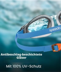 Plavecké okuliare Speedo Hydropulse Junior pre deti - Pool Blue/Chilliblue/Lghtsmoke, proti zahmlievaniu, tesniace, unisex 6