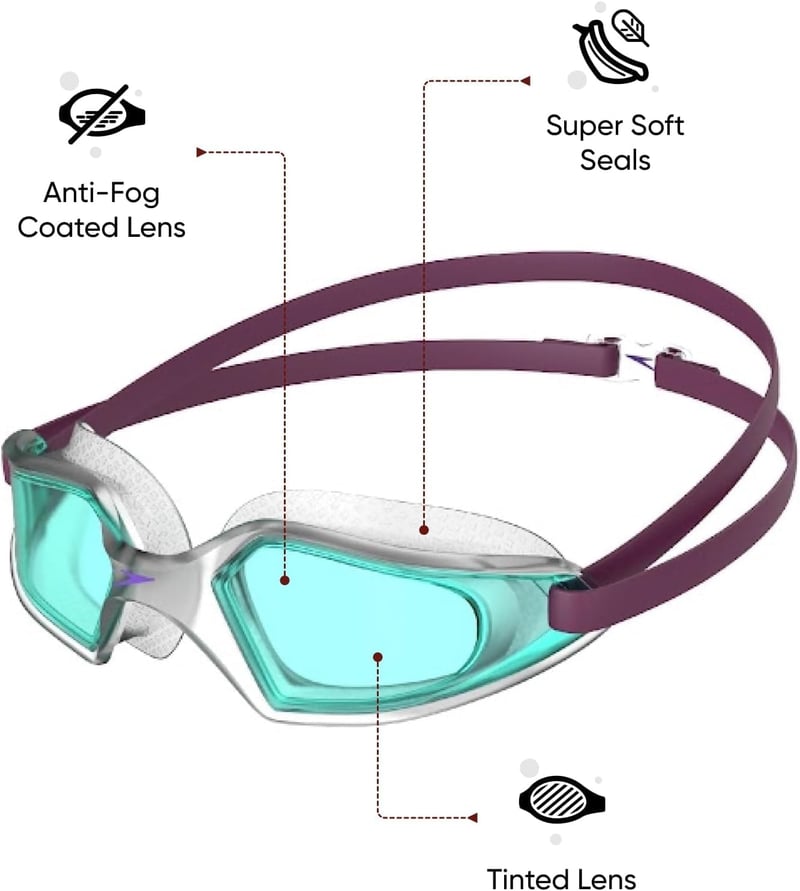 Speedo Hydropulse Junior úszószemüveg gyerekeknek - Unit size, Deep Plum/Clear/Light Blue