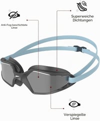 Unisex plavecké okuliare Speedo Hydropulse – Ardesia/Cool Grey/Chrome, nastaviteľný dizajn, pohodlné nosenie 2