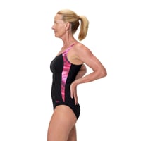 Costum de baie întreg pentru femei Speedo Print Luna Lustre, negru, mărimea 40 2