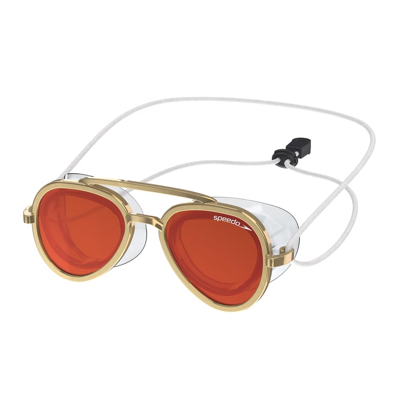 Plavecké okuliare Speedo Sunny G Mariner so zrkadlovými sklami pre dospelých – zlatá/bronzová/karmínová farba, unisex, 1 ks