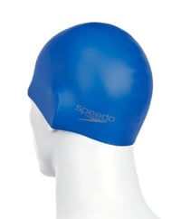 Unisex jednofarebná tvarovaná silikónová plavecká čiapka Speedo - neónovo modrá - dospelá veľkosť 9