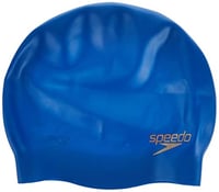 Unisex jednofarebná tvarovaná silikónová plavecká čiapka Speedo - neónovo modrá - dospelá veľkosť 8