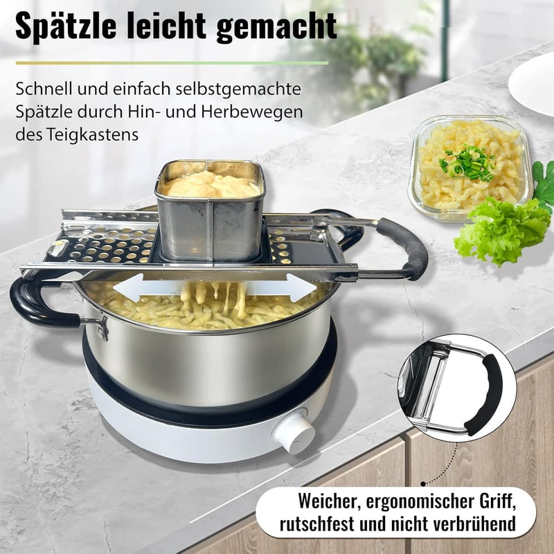 SPEENSUN Spätzle Slicer rozsdamentes acél, gumis fogantyú, mosogatógépben mosható