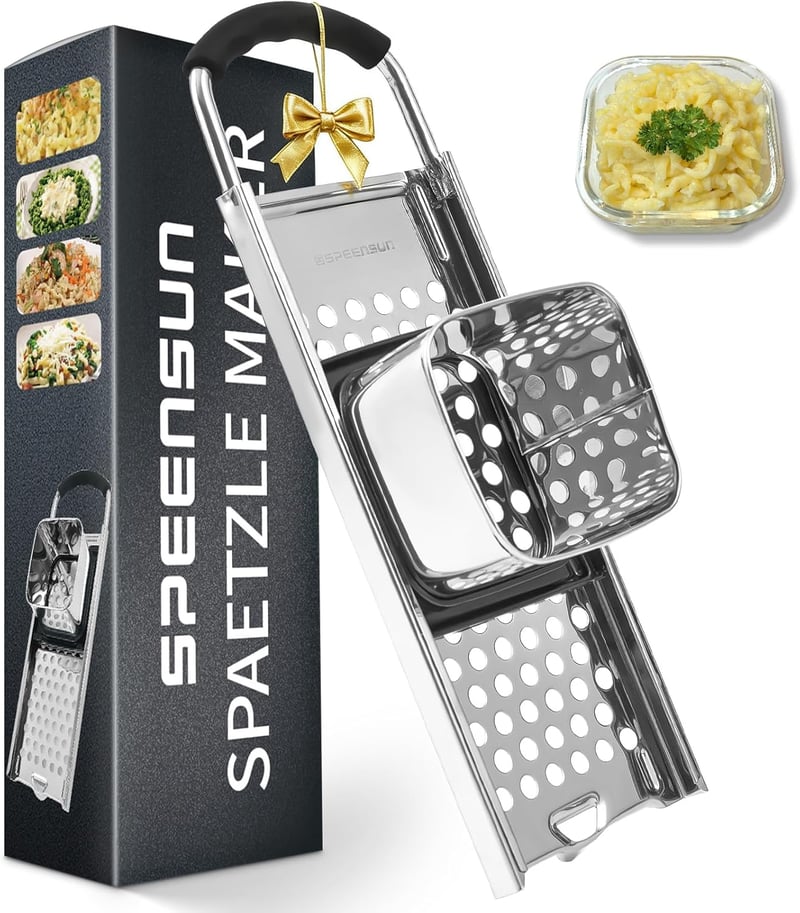 SPEENSUN Spätzle Slicer rozsdamentes acél, gumis fogantyú, mosogatógépben mosható