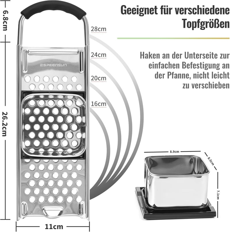 SPEENSUN Spätzle Slicer rozsdamentes acél, gumis fogantyú, mosogatógépben mosható