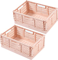 Spesh Összecsukható Tárolódoboz Szett 2 db, Rózsaszín Műanyag Rendszerező Kosár Gyerekszoba Konyha Iroda 30x20x12 cm 1