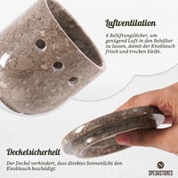 SPESHSTONES Mramorna posuda za češnjak s poklopcem, 11,4 cm, ručno izrađena posuda za pohranu češnjaka za kuhinjsku radnu ploču, održava češnjak svježim 4