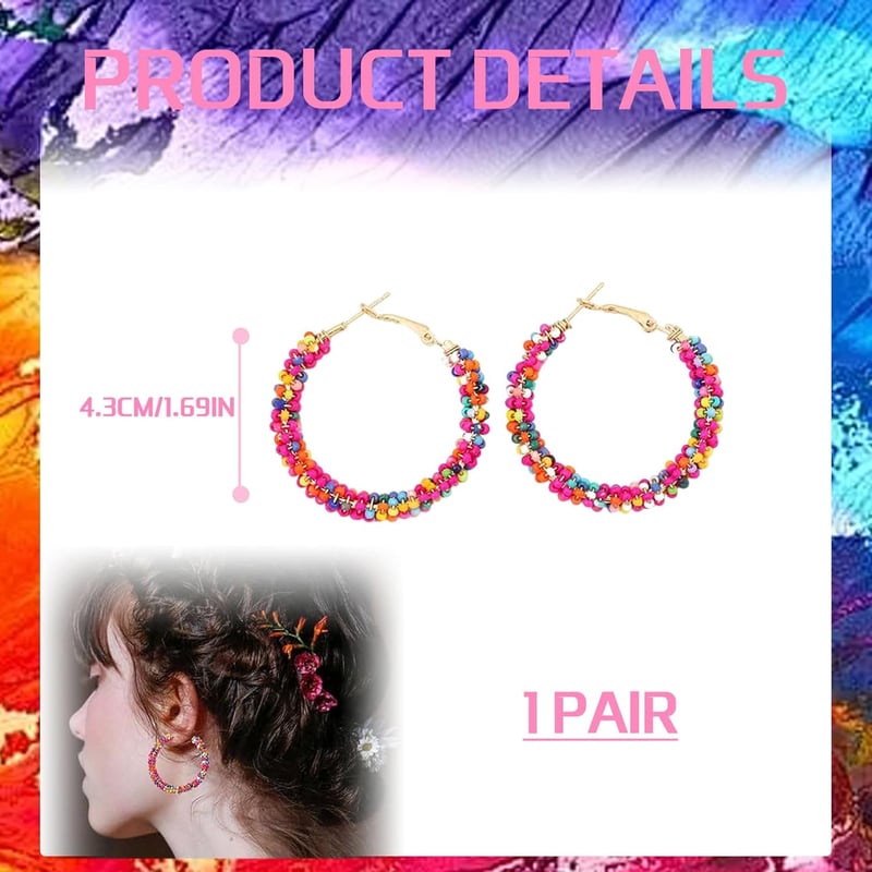 SpetngSake bohém gyöngy karika fülbevaló nőknek, színes gyöngyös fülbevaló