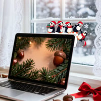 Decorațiune de Crăciun Spetsbst pentru tocul ușii cu motiv de pinguin, ornament festiv din lemn cu două fețe pentru perete, ușă, fereastră, șemineu, cu puncte adezive transparente 6