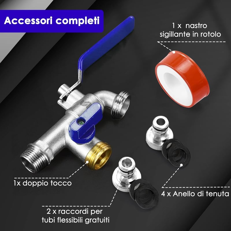 SPGOOD Dupla Kerti Csap 1/2" Sárgaréz Fagyálló Rozsdamentes Kék Tömlőcsatlakozó Tömítőszalaggal Kertöntözéshez