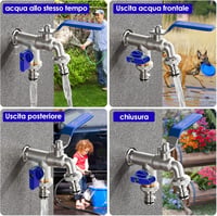 SPGOOD Dupla Kerti Csap 1/2" Sárgaréz Fagyálló Rozsdamentes Kék Tömlőcsatlakozó Tömítőszalaggal Kertöntözéshez 6