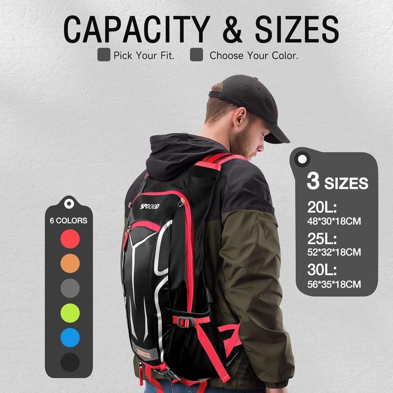 SPGOOD Kerékpáros Hátizsák 20L/25L/30L - Vízálló, Ultrakönnyű, Unisex Túrahátizsák Esővédővel és Sisaktartóval MTB Hegyikerékpárosoknak
