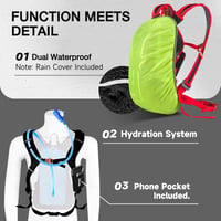 SPGOOD Kerékpáros Hátizsák 20L/25L/30L - Vízálló, Ultrakönnyű, Unisex Túrahátizsák Esővédővel és Sisaktartóval MTB Hegyikerékpárosoknak 6