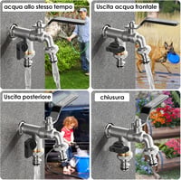 SPGOOD Kerti Dupla Csap 3/4 Hüvelyk Sárgaréz Fagyálló Rozsdamentes 2 Kimenetes Fali Vízcsap Tömlőhöz Fekete 6