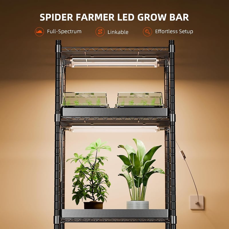 Spider Farmer 80W LED Növénylámpa Teljes Spektrum, Vízálló Növénytermesztéshez