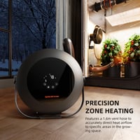 Teplovzdušný ventilátor Spider Farmer 540 W, 10 PTC výhrevných telies, 4 prevádzkové režimy, 24-hodinový časovač, inteligentná regulácia teploty, pre pestovateľské stany 7