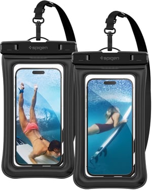 Spigen A610 vodootporna torbica za telefon, set od 2 komada, IPX8, za pametne telefone do 8,2", za iPhone 16/15/14/13, Galaxy S25/S24/S23 i ostale uređaje, crna