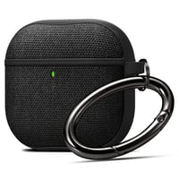 Puzdro Spigen Urban Fit pre Apple AirPods 4 (2024) – PC obal s nylonovým povrchom a karabínou, ochrana proti poškriabaniu, čierna 1