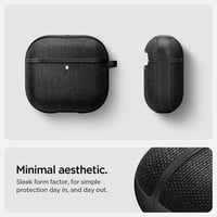 Puzdro Spigen Urban Fit pre Apple AirPods 4 (2024) – PC obal s nylonovým povrchom a karabínou, ochrana proti poškriabaniu, čierna 3