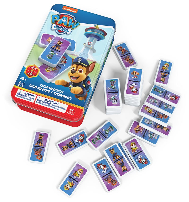 Spoločenská hra Spin Master Games PAW Patrol Domino pre 2–4 hráčov od 5 rokov – klasické domino s figúrkami Tlapkovej patroly