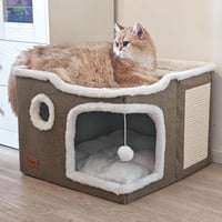 Spindro Macskabarlang Nagy Méretű Macskágy Levehető Párnával és Játékkal Sötétzöld - Vert 2 level (43cmx43cmx33cm), Deep Green 1