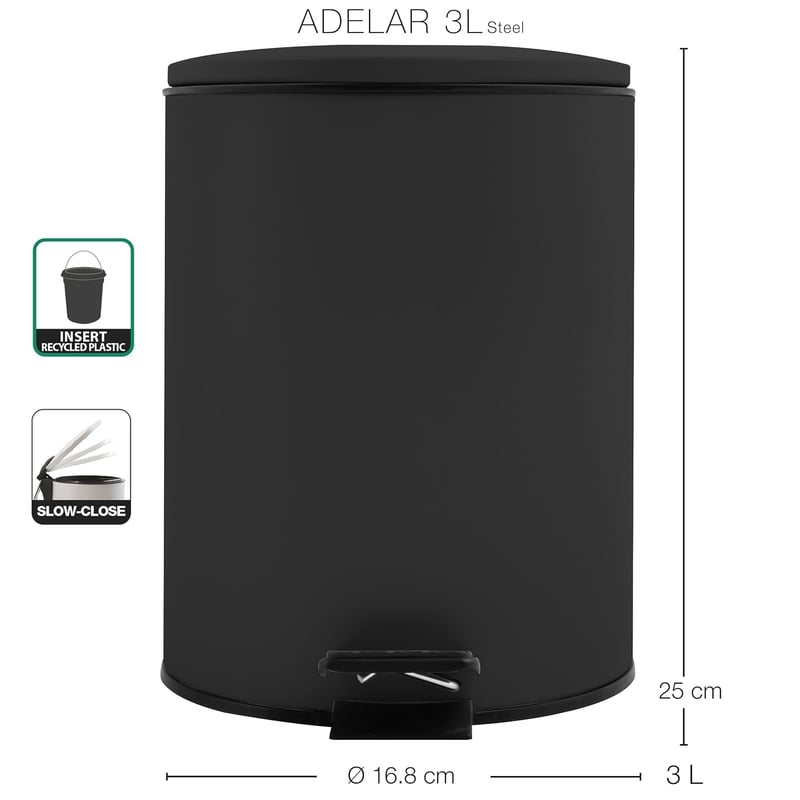 Spirella Adelar kozmetikai tárolódoboz fürdőszobai rendszerezéshez - 3L, Black