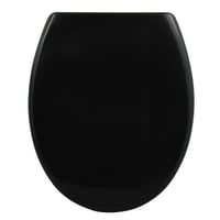 WC doska Spirella Duroplast, čierna, antibakteriálna, oválna, nehrdzavejúca oceľ, s funkciou rýchleho uvoľnenia a pomalého sklápania (Soft Close), odnímateľná 1