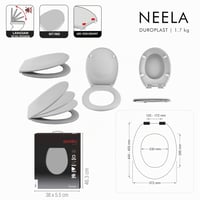 Capac WC Spirella Neela cu mecanism Soft Close, albastru închis mat, 44x37x3 cm, oval, cu balamale din ABS cromat 7