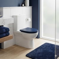 Capac WC Spirella Neela cu mecanism Soft Close, albastru închis mat, 44x37x3 cm, oval, cu balamale din ABS cromat 9